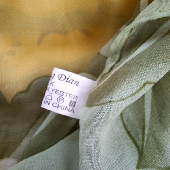 Liang Dian Vintage Scarf Florals Birds Silk Blend - Picture 7 of 8